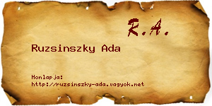 Ruzsinszky Ada névjegykártya